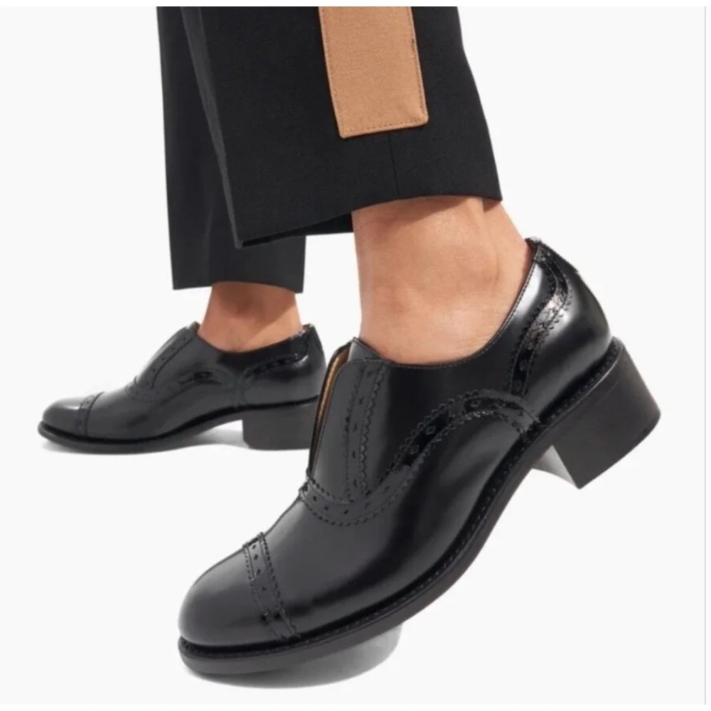 The Office Angela Scott Ms Arzner Slip On Black Oxford Leather Loafer 38.5 US8.5
